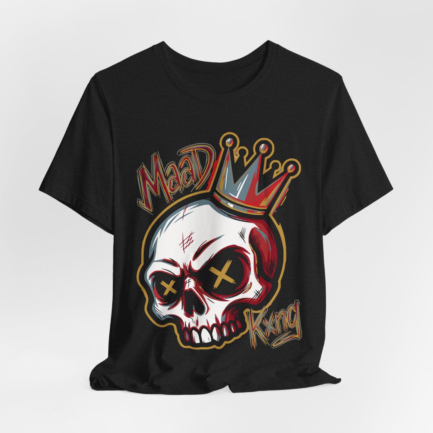 Skull Kxng Tee — Neon 'Mad King' Crown Graphic T-Shirt
