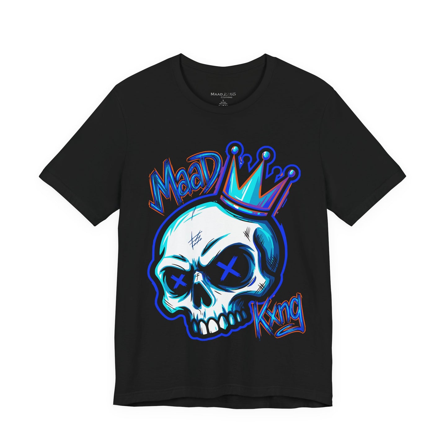 Skull Kxng Tee — Neon 'Mad King' Crown Graphic T-Shirt
